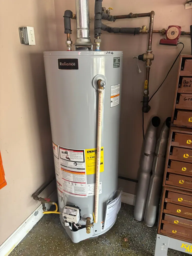 Gas tank water heater installed